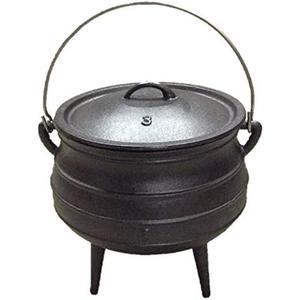 Cuisiland 8.5QT Cast Iron Potjie Cauldron Pot with Lid & 3 Legs Pre-Seasoned South African-Style Campfire Pot for Outdoor Cooking, Soups, Stews & Braising Heavy-Duty Cast Iron Dutch Oven