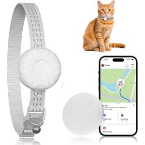 Cat Tracker, MINI GPS Tracker for Cats Compatible with Apple Find My App(Only iOS), No Monthly Fee Pet Tracker, Real-Time Tracking, Smart Alerts, Up to 1-Year Battery, White