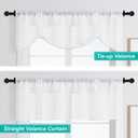 Home Queen White Semi Sheer Tie Up Curtain Valances, Linen Textured, Rod Pocket Balloon Window Topper for Living Room, 54 X 20 Inch, 4 Pieces