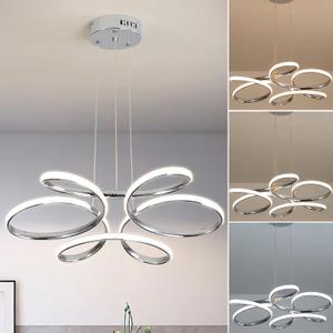Modern Floral LED Chandelier - Dimmable Chrome Pendant Light for Modern Dining Room Chandelier & Kitchen Island, Adjustable Hanging Fixture with Warm to Cool White (Chrome)