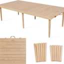 60x30 Inch Folding Picnic Table - Pine Wood Outdoor Boho Table for Beach, Camping & BBQs with Adjustable Legs (13" & 16" Heights), Natural