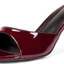 QIV Leopard Kitten Heels Pointed Toe Mule Heels for Women Open Toe Kitten Heel for Party Dressy Wedding (Red) 8.5