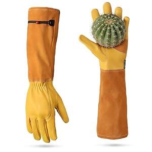 WORKPRO Gardening Gloves, Long Leather Garden Gloves for Women & Men, Medium