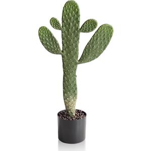 momoplant Artificial Cactus Potted Plant Faux Cacti 19 Inch Cactus Plant with Black Planter for Home Garden Office Decor Indoor Outdoor