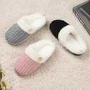 feetfreein Women's Warm Knit House Slippers, Comfy Memory Foam Winter House Shoes, Soft Plush Slip-On Bedroom Slippers for Indoor and Outdoor