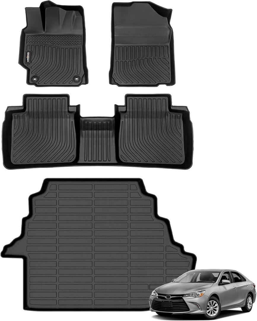 GINOWY-Floor Mats for Toyota Camry 2007-2011 (Petrol Models), Camry CESELEXLE All Weather Car Mats, TPE Cargo Trunk Mat Camry Accessories Car Mats