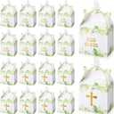 ReliThick 72 Pcs God Bless Favors Goodie Gable Boxes Religious Party Favors Baptism Decorations Baptism Gifts God Bless Candy Boxes for Boys Girls Christening Baby Shower