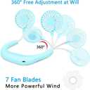 Portable Neck Fan Rechargeable USB Hands-Free Fan Personal 360° Double Headed Free Rotation 3 Speed Adjustable Wearable Face Mini Small Fan Perfect for Working, Office, Reading, Traveling