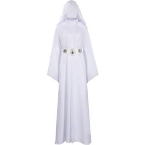 Womens Princess Costume Dress Robe Pricess Cosplay Cloak Outfit Halloween Outfits for Adults (XX-Large, White)