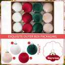 25pcs Velvet Christmas Ornaments Set, 3.15 Inch 12 Christmas Tree Balls, 12 Velvet Bows, 1 Eight Bell Jute Garland for Family Holiday Wreaths Gift Wrapping Hanging Decoration