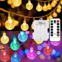 Mocalido 40ft Globe String Lights Battery Operated Outdoor, 80 LEDs Hanging Christmas Lights with Remote, Warm White & Multicolor Waterproof for Outside Indoor Camping Tent Decor