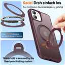 HuwaiH 360 Rotatable Magnetic Ring Stand for iPhone 12/12 pro Case, Compatible with MagSafe, Military-Grade Shockproof, Anti-Scratch Matte Translucent Phone Case(Burgundy)