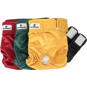 Pet Parents Washable Dog Diapers (3pack) + Extendrs of Durable Doggie Diapers, Premium Dog Diapers Female (X-Large, Samba)