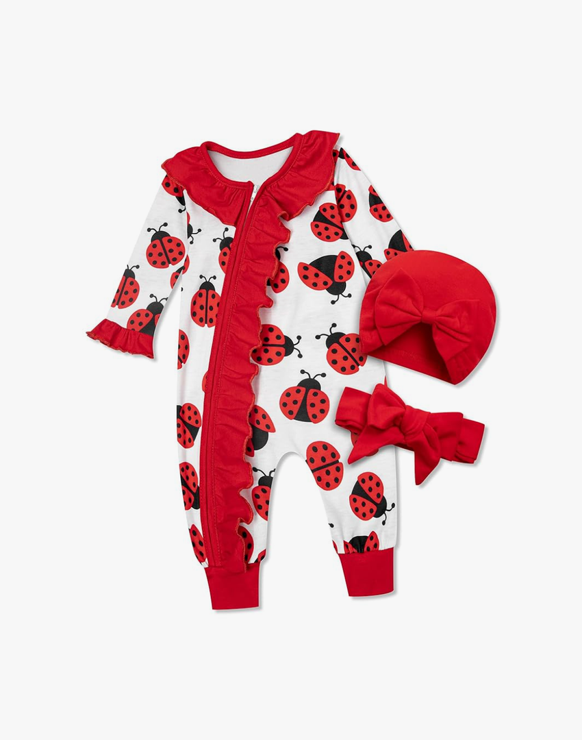 Preemie Newborn Baby Girl Romper 3-Piece Set, Size 60