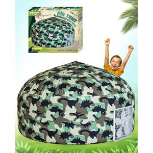 Skywin Inflatable Tent for Kids (Camo Dark Grey), Inflatable Air Tent for Kids Sets Up and Stores Away in Seconds, Improved Blow up Fort (Fan NOT Included) (Camo Dino)