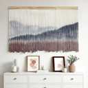 AKSWSHO Macrame Wall Hanging, Extra Large Mountain Dip-Dye Handmade Cotton Tapestry 59.06" x 38.19", Oversized Boho Wall Décor for Living Room Bedroom Studio Entryway, Serene Handcrafted Home Gift, 59.1"L x 38.2"W