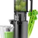 Canoly Masticating Juicer, 4.1 Inch Reversible Feed Chute for Whole Fruits and Vegetables, Good Slow Cold Press Juicer Machine with Low Noise, Simple to Use, large, Pro (Large Inlet), Canoly-003