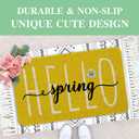 Hello Spring Decor Door Mat - Yellow Farmhouse Welcome Summer Mats Outdoor Colorful Flowers Doormat Non Slip Rubber Floral Decorative Front Door Mats Indoor Rug 17" x 30"