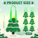 Yoojahow 24 Pcs Christmas Tree Gift Bags Small Non Woven Reusable Xmas Tree Shaped Treat Bags with Handles for Christmas Goodie Candy Snack Gift Xmas Party Supplies Class Favors Decor