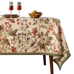 ISAENNE Designer Bohemian Linen Small Rectangular Tablecloth,Colorful Floral Pattern Table Cloth,Wrinkle Resistant Decorative Tablecloths for Dining Thanksgiving Kitchen Party,55"*71"-Grace A