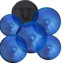 Low Volume Cymbal Pack - 5 Piece Set with Mute Cymbals, 14" Hihats, 16" & 18" Crashes, 20" Ride, Blue