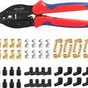 Ratchet Spark Plug Wire Crimper Set, Newdeli 25Pcs Spark Plug Crimping Tool and 180 Degree/90 Degree/Straight Spark Plug Coil Terminals Boots Set for Crimping and Stripping Spark Plug Ignition Wire