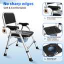 4 in 1 Folding Bedside Commode Chair for Elderly with Arms and Back,Adjustable Height Raised Toilet Seat with Handles,Adults Potty Chair for Seniors,Disabled and Pregnant