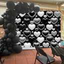 Black Heart Photo Backdrop Valentine's Day Retro Heart Early 2000s 90s Glitter Love Photography Background Women Men Valentine Y2K Old School Birthday Party Decor Banner Supplies (Black, 8x6FT)