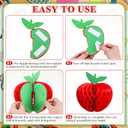 AmazingSpark 24 Pcs Large and Small Apple Honeycomb Hanging Decorations Apple Shaped Tissue Paper Rosh Hashanah Decorations Back to School Decor Table Centerpieces Party Supplies