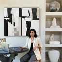 SAFERRYHOME Hand-Painted Thick 3D Textured Abstract Wall Art, Size: 24"x36"x2 Panels