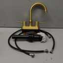 Gold Bthroom Faucet, Brushed Gold Bathroom Faucet, Gold Faucets for Bathroom Vanity, 4 Inch 2 Handle Centerset, Lead-Free, with Copper Pop Up Drain (Brushed Gold)