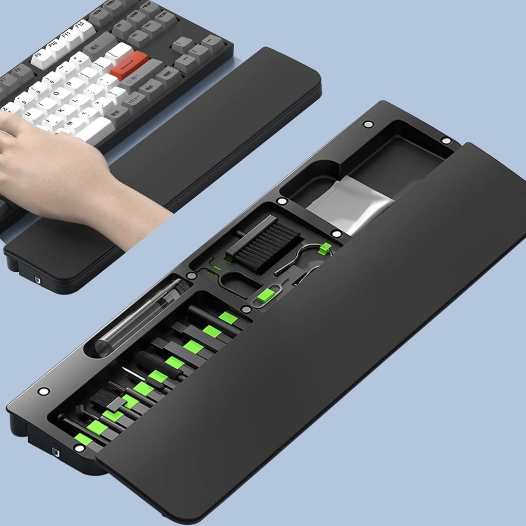 22 in1 Electronics Cleaning Kit with Ergonomic Keyboard Wrist Rest | Keyboard Wrist Support with Cleaning Kit for Typing, Gaming & Cleaning Phone Earbuds Computer Keyboard Earbuds, Lens