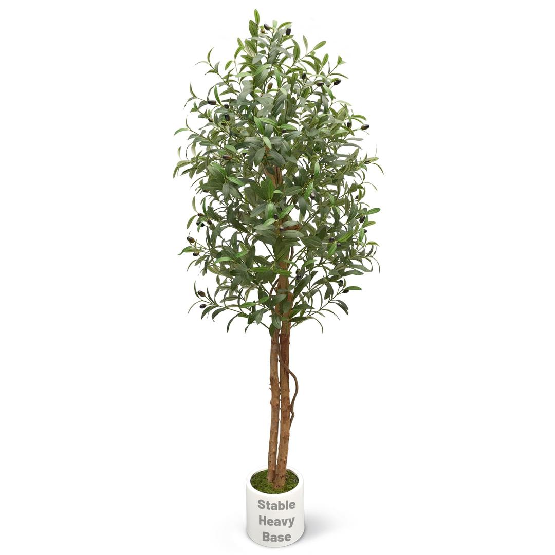 5FT Olive Trees Artificial Faux Olive Tree with White Planter Wood Trunk