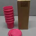 Hushee 6 Pcs Mini Plastic Buckets with Lids, 0.4 Quart Pink Buckets for Party Gift Packaging, Candy Holders Easter Halloween Christmas Candy Treat Snacks Holder Birthday Baby Shower Party Supplies