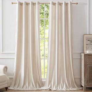 BULBUL Cream Curtains 84 inch Length- Set of 2 Living Room Ivory Velvet Blackout Window Drapes Curtain Thermal Insulated Room Darkening Decor Grommet Curtains for Bedroom Set of 2 Panels
