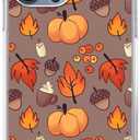 Fall Leaves Pumpkin Acorns Case Compatible with iPhone 14 Pro Max, Aesthetic Autumn Halloween Case for iPhone 14 Pro Max for Teens Men and Women, Cool TPU Bumper Phone Case Cover