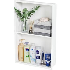 2-Tier Recessed Shower Niche, White, 14X24In