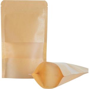 LZLPACKING Kraft Stand Up Pouches bags 100 Pcs,Brown Resealable Bags with Window for Home or Business,Coffee,Food Storage Bags,Sealable Bags for Packaging(5.98.6)