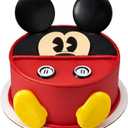 DecoSet Disney Mickey Mouse Cake Topper, 7-Piece Topper Set with Ears, Eyes, Buttons and Shoes, Made of Food-Safe Plastic