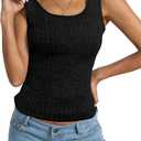 Womens Tank Tops Crewneck Sleeveless Summer Sweaters Vest Casual Basic Tees Ribbed Shirts (Black, S)