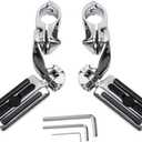 HY-SPEED Motorcycle Highway Pegs Crash Bar with 1.25" Engine Guard Adjustable Foot Peg Compatible with Touring Street Glide Electra Glide Road King Softail Chrome