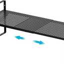 iPEGTOP Large Expandable Cabinet Storage Shelf Organizer Rack, Heavy Duty Stackable Steel Metal Spice Rack Adjustable Height Office Pantry Garage Shelves for Counter Kitchen, Black  1 Pack