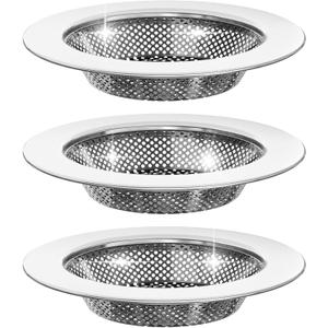 4 x Sink Drain Strainer, Stainless Steel Kitchen Sink Drain Strainer, Dishwasher Safe, Sink Strainer Outer Diameter 4.4 Inch/11.2cm, Inner Diameter 3 Inch/7.6cm, Set of 3 Kitchen Sink Strainer