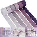 HUIHUANG Lilac Satin Ribbon - 1 inch Double Face Silk Assortment for Wedding, Bridal Shower Decor, Crafts, Hair Bows - 5 Rolls, Total 50 Yards