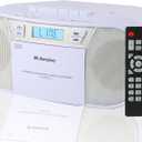 Boombox CD Player Portable, Cassette Player Combo with CD MP3 Bluetooth AUX TF USB FM Radio AC/DC Powered, Boom Box with Remote Control, Headphone Jack, Stereo Sound for Home,Kids,Gift (White)