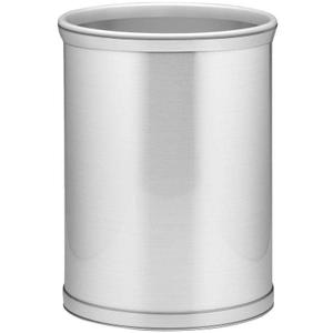 Kraftware Waste Basket in Brushed Chrome with Grey Bumper, MADE IN U.S.A.