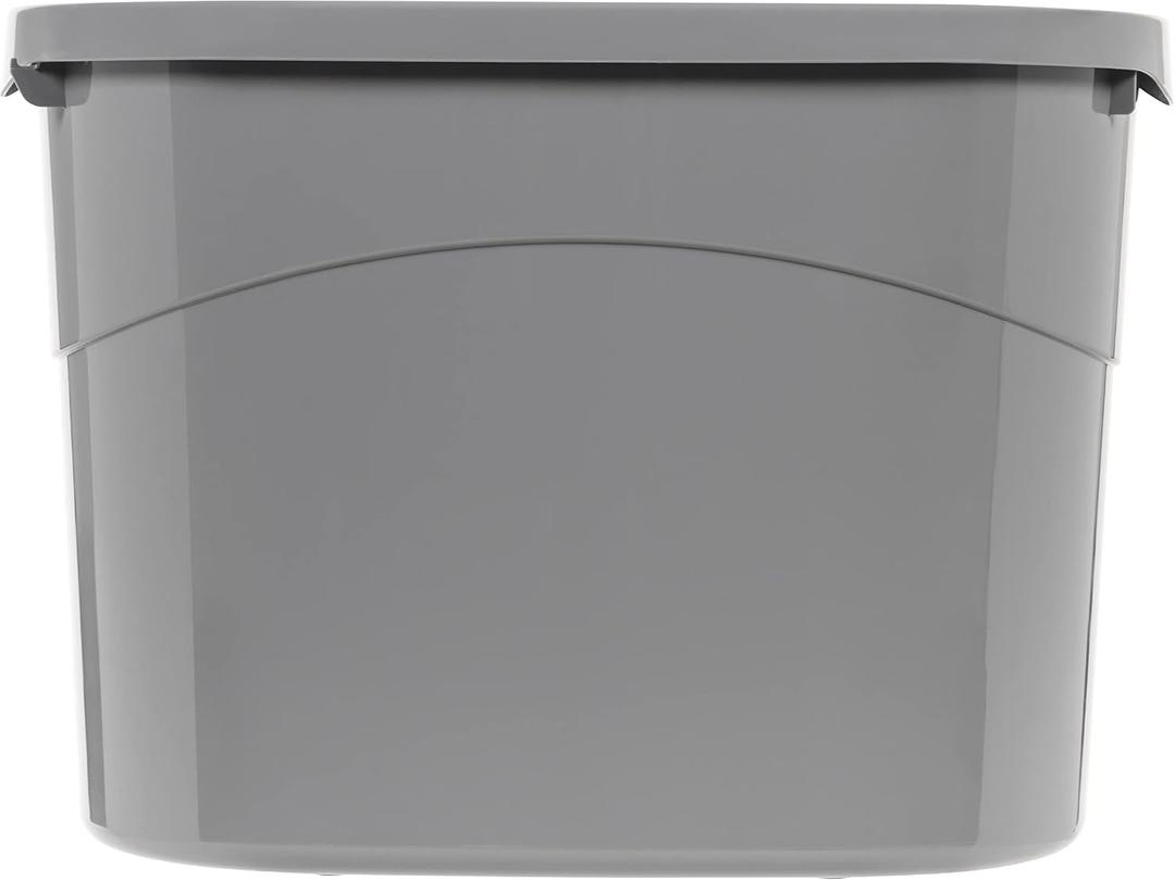 Amazon Basics Large Cat Litter Box with High Sides, Top Entry, Odor Control, Includes Scoop, 20.5 x 14.75 x 14.38 inches, Grey
