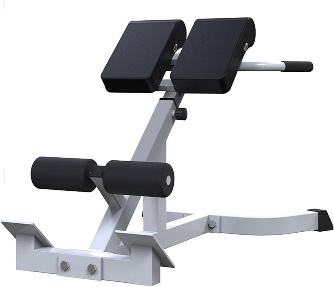Adjustable Roman Chair, Hyperextension Bench for Back Exercise, White, Steel Frame, Multi-Position Core Training Equipment, Home Men Women Full Body U-Shaped Base