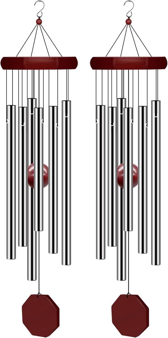 2 Pack Pgzsy Memorial Wind Chimes Outdoor Large Deep Tone, Elegant Sympathy Wind-Chime Personalized with 6 Tuned Tubes for Garden Patio Balcony and Home