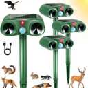 4PCS 2026 Upgraded Ultrasonic Solar Animal Repellent Outdoor,USB-C Charging and Wall-Mounting Capability with Motion Activated,for Deer Cat Squirrel Raccoon Rabbit Dog Garden Yard